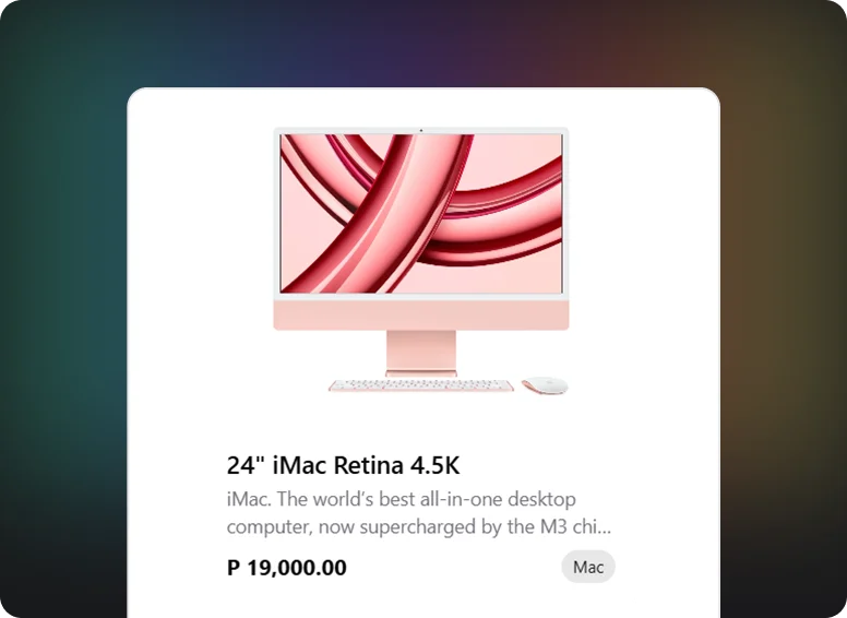 Interface showing easy product addition